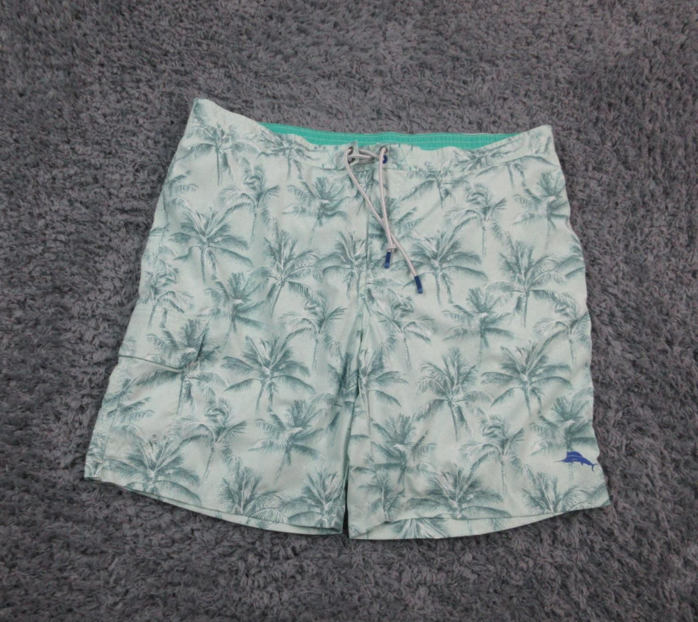 Tommy Bahama Swim Trunks Mens 2XL Green Palm Tree Board Shorts Polyester 40x9*